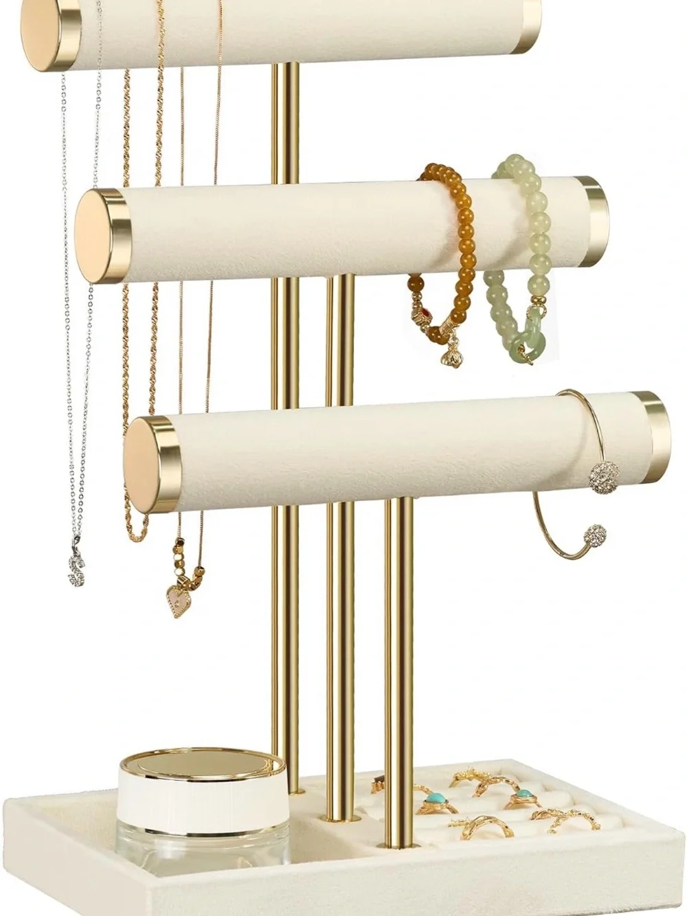 Elegant Cream and Gold Jewelry Stand Organizer - Brand Unspecified